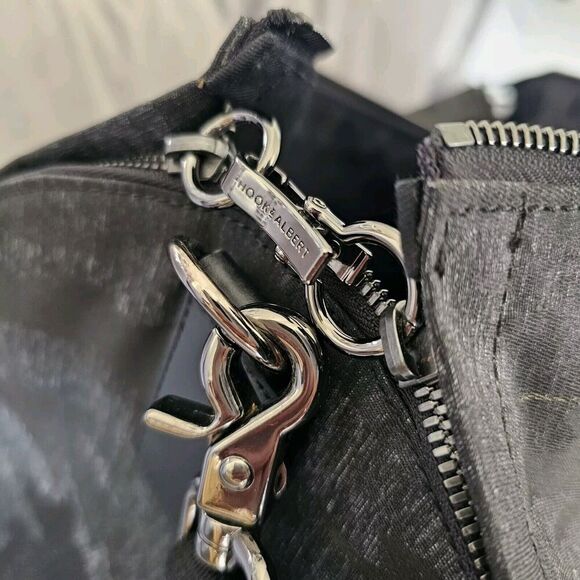 Hook & Albert Black Camo Print Genuine Leather Garment Weekender Bag - Picture 6 of 11